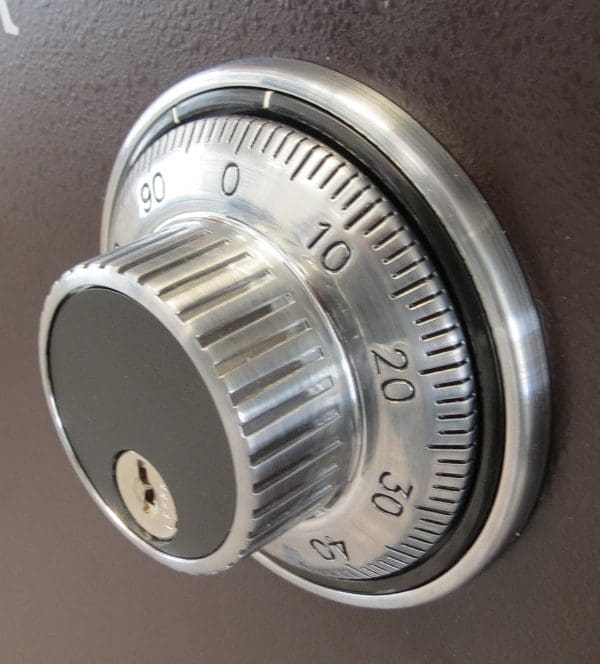 Z2 5ft safe key dial close-up on brown