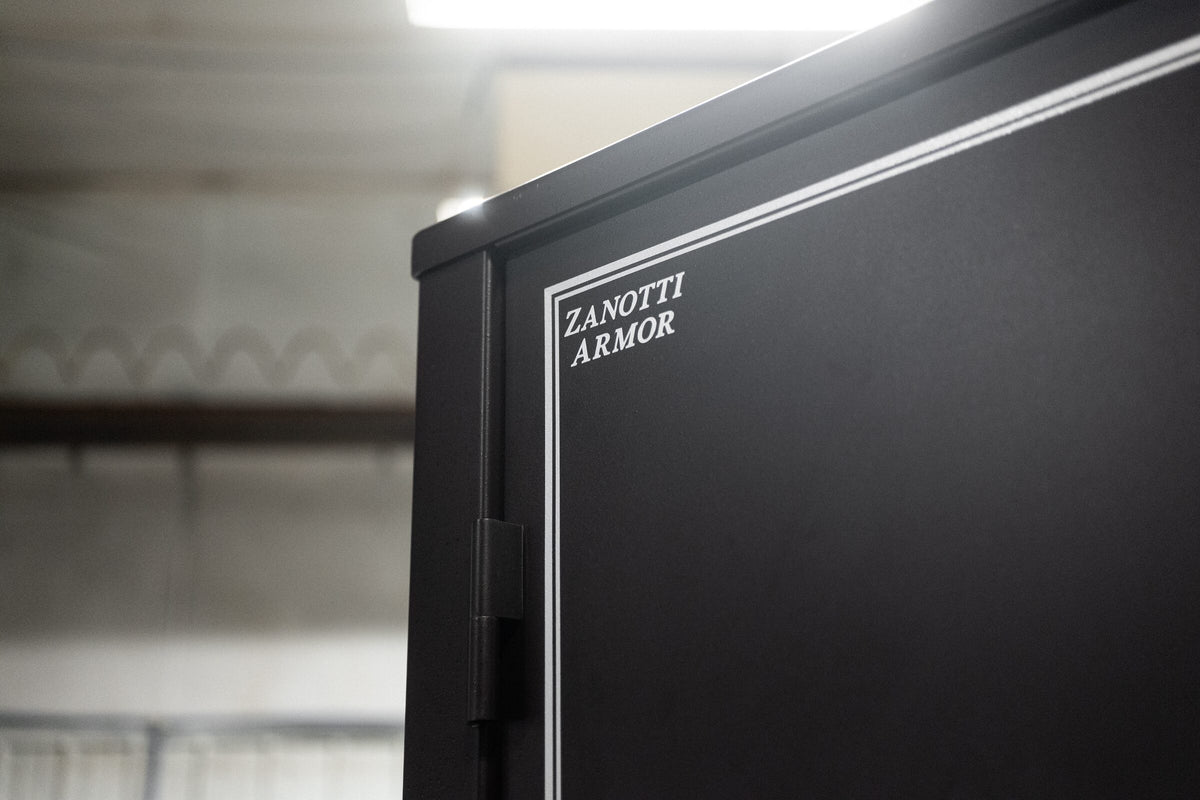 Zanotti Armor logo on the safe door corner