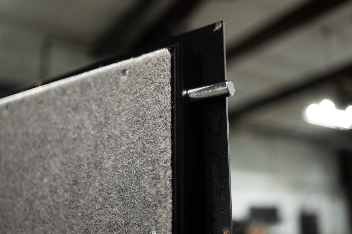 Solid steel pins that lock the panels together