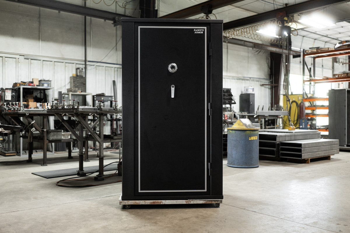 Black Zanotti Armor safe on the factory floor