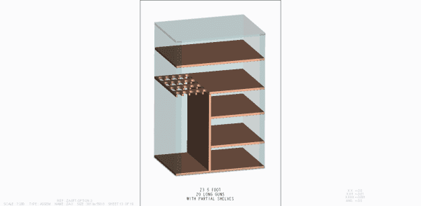 Z3 5ft safe interior, 20 long guns with partial shelves