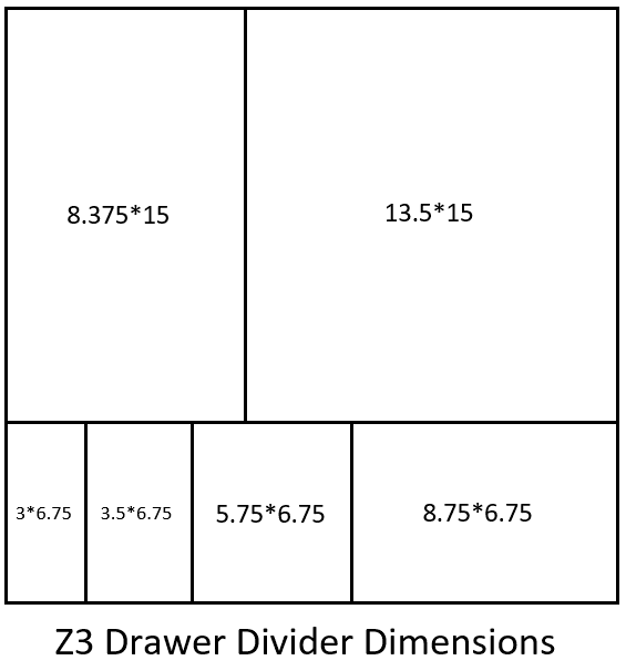 Z3 drop drawer dimensions